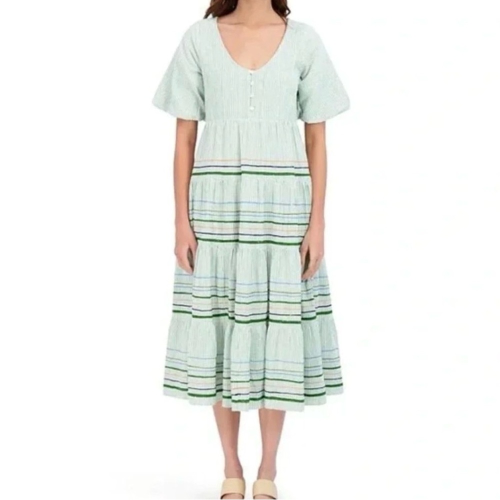 Roller Rabbit Light Green and White Midi Dress